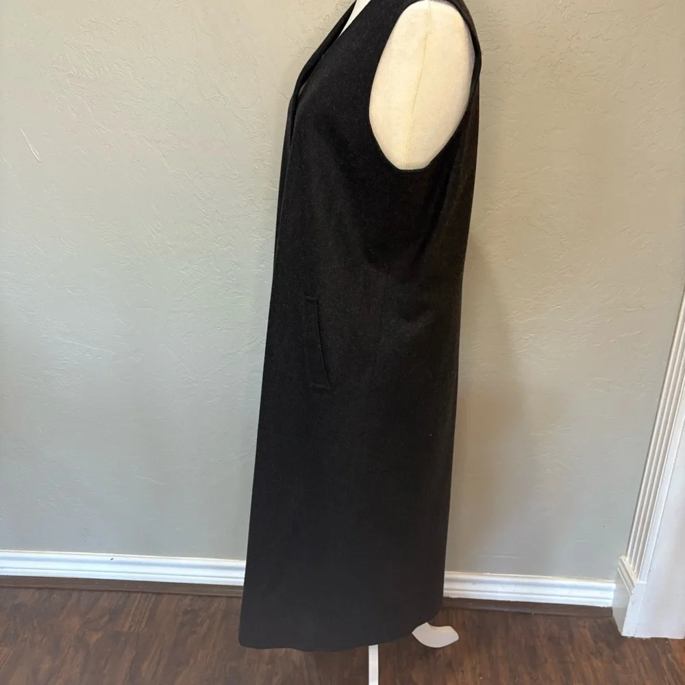 Orvis 100% Wool Button Front Long Vest Dress – Charcoal Gray – Size 10P - Picture 7 of 14